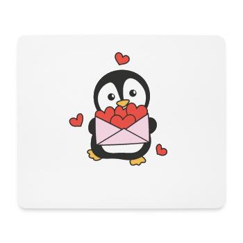 Pingouin pour la Saint-Valentin Animaux mignons avec des cœurs - Tapis de souris (format paysage) - blanc - Devant