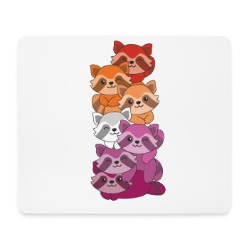 Lesbian Flag Pride LGBTQ Cute Raccoon - Mouse Pad (horizontal) - white - Front