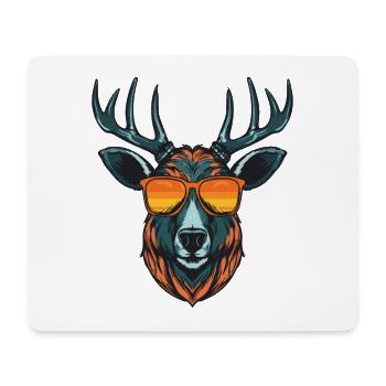 Hirsch Kopf Porträt Cool - Mousepad (Querformat) - Weiß - Vorne