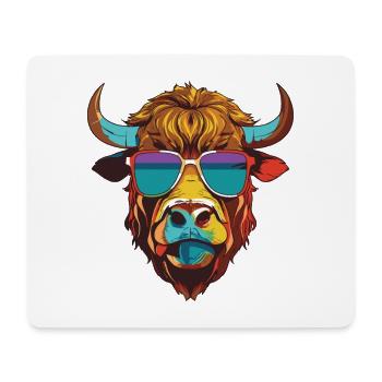 Bull Head Portrait Cool Taurus - Mouse Pad (horizontal) - white - Front