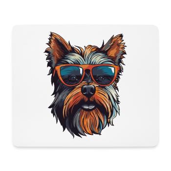 Yorkshire Terrier chien tête Portrait Cool - Tapis de souris (format paysage) - blanc - Devant