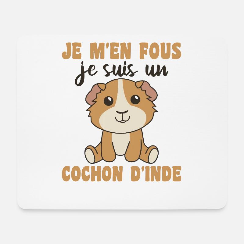 Je m'en fous je suis un cochon d'inde - Mousepad (Querformat) - Weiß