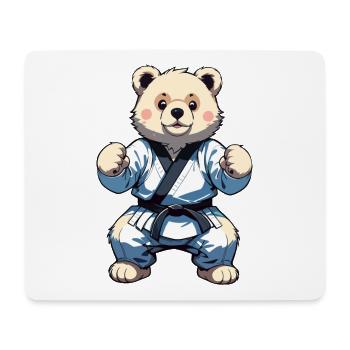 Karate Bear with Black Belt Karate Bär - Mouse Pad (horizontal) - white - Front