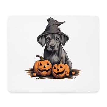 Halloween Witch Hat Pumpkin Dog Great Dane - Mouse Pad (horizontal) - white - Front