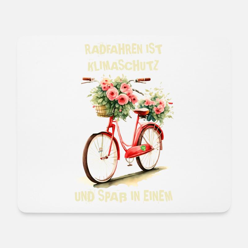 Radfahren ist Klimaschutz und Spaß in einem - Mousepad (Querformat) - Weiß