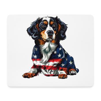 Bernese Mountain Dog 4th of July American Flag - Mousepad (Querformat) - Weiß - Vorne