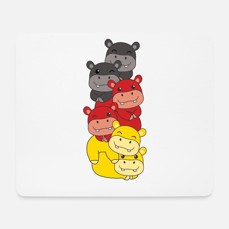 Deutsche flagge Hippo deutsch Deutschland - Mousepad (Querformat) - Weiß