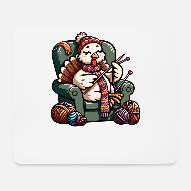 Thanksgiving Oma Truthahn Strickt - Mousepad (Querformat) - Weiß
