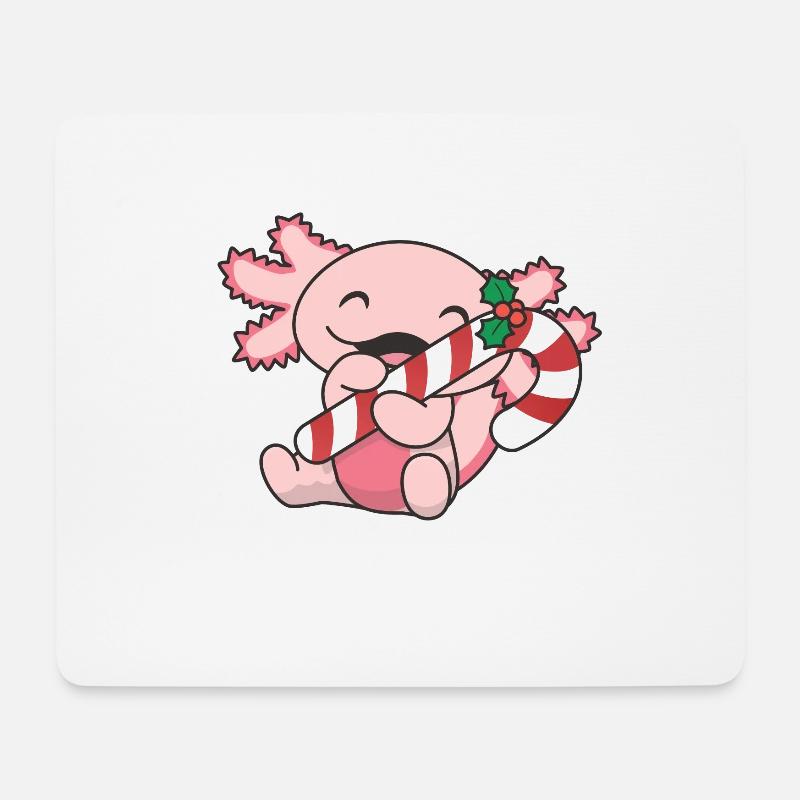 Axolotl Weihnachten Zuckerstange süßes Axolotl - Mousepad (Querformat) - Weiß