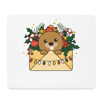 Beaver Christmas Letter Winter Animals Beaver - Mouse Pad (horizontal) - white - Front