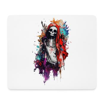Squelette en cape rouge Jour des Morts - Tapis de souris (format paysage) - blanc - Devant
