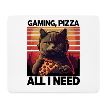 Drôles de chats Jeux Pizza Gamer Gamer Jeux - Tapis de souris (format paysage) - blanc - Devant