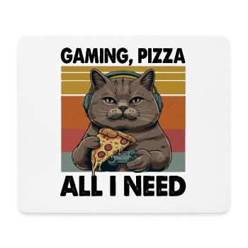 Funny Cats Gaming Pizza Gamer Gamer Gaming - Mouse Pad (horizontal) - white - Front