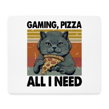 Drôles de chats Jeux Pizza Gamer Gamer Jeux - Tapis de souris (format paysage) - blanc - Devant