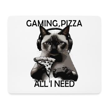 Drôles de chats Jeux Pizza Gamer Gamer Jeux - Tapis de souris (format paysage) - blanc - Devant