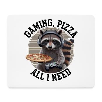 Funny Raccoon Gaming Pizza Gamer Gamer Gaming - Mouse Pad (horizontal) - white - Front