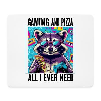 Drôle Raton laveur Gaming Pizza Gamer Gamer Gaming - Tapis de souris (format paysage) - blanc - Devant