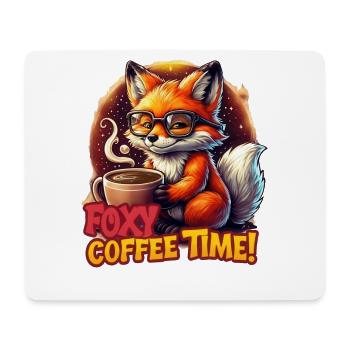 Funny Fox Animal Foxy Coffee time Fuchs mit Kaffee - Mousepad (Querformat) - Weiß - Vorne