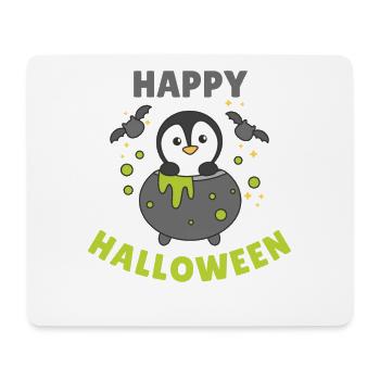 Pingouin Joyeux Halloween Bâton de Chaudron de Sorcière - Tapis de souris (format paysage) - blanc - Devant