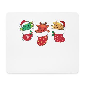 Süße Drachen in Weihnachtssocke zu Weihnachten - Mousepad (Querformat) - Weiß - Vorne