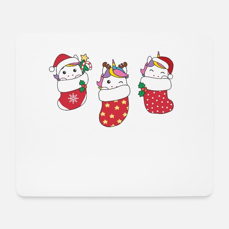 Süße Einhörner in Weihnachtssocke zu Weihnachten - Mousepad (Querformat) - Weiß