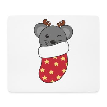 Cute Mice in Christmas Sock for Christmas Mouse - Mouse Pad (horizontal) - white - Front
