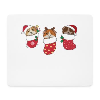 Süße Meerschweinchen in Weihnachtssocke zu - Mousepad (Querformat) - Weiß - Vorne