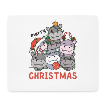 Hippopotame Arbre de Noël Joyeux Noël - Tapis de souris (format paysage) - blanc - Devant