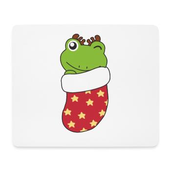 Grenouilles mignonnes en chaussette de Noël pour Noël - Tapis de souris (format paysage) - blanc - Devant