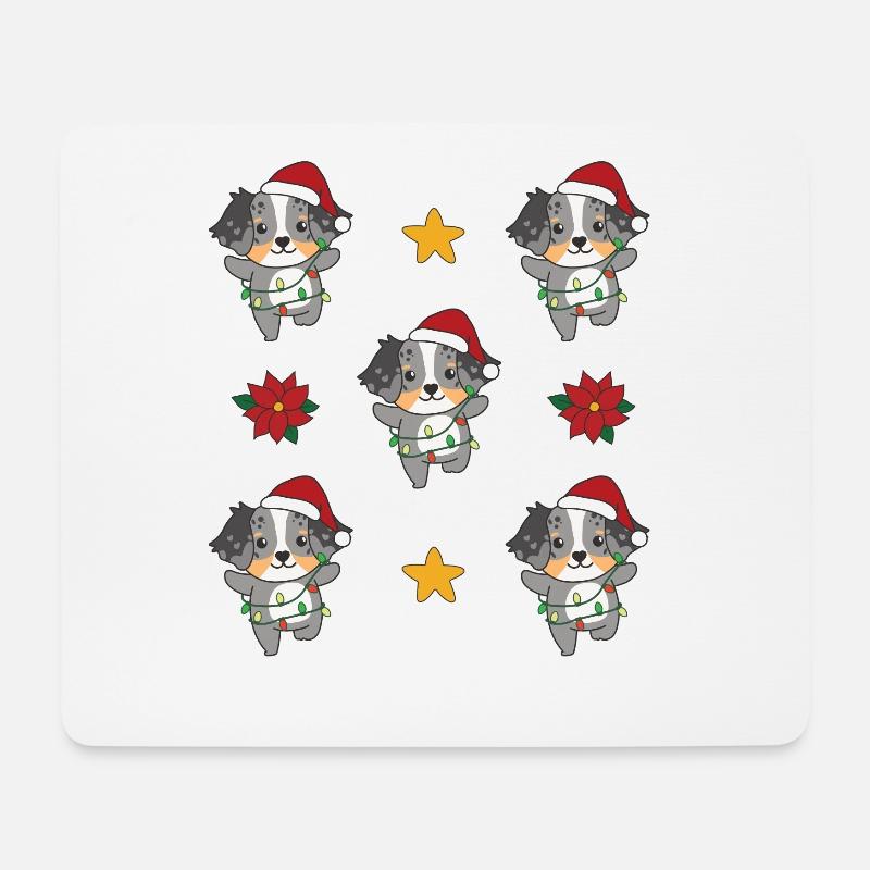 Australian Shepherd Weihnachten Winter Tiere - Mousepad (Querformat) - Weiß