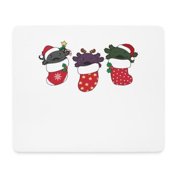 Cute Axolotls in Christmas Socks for Christmas - Mouse Pad (horizontal) - white - Front