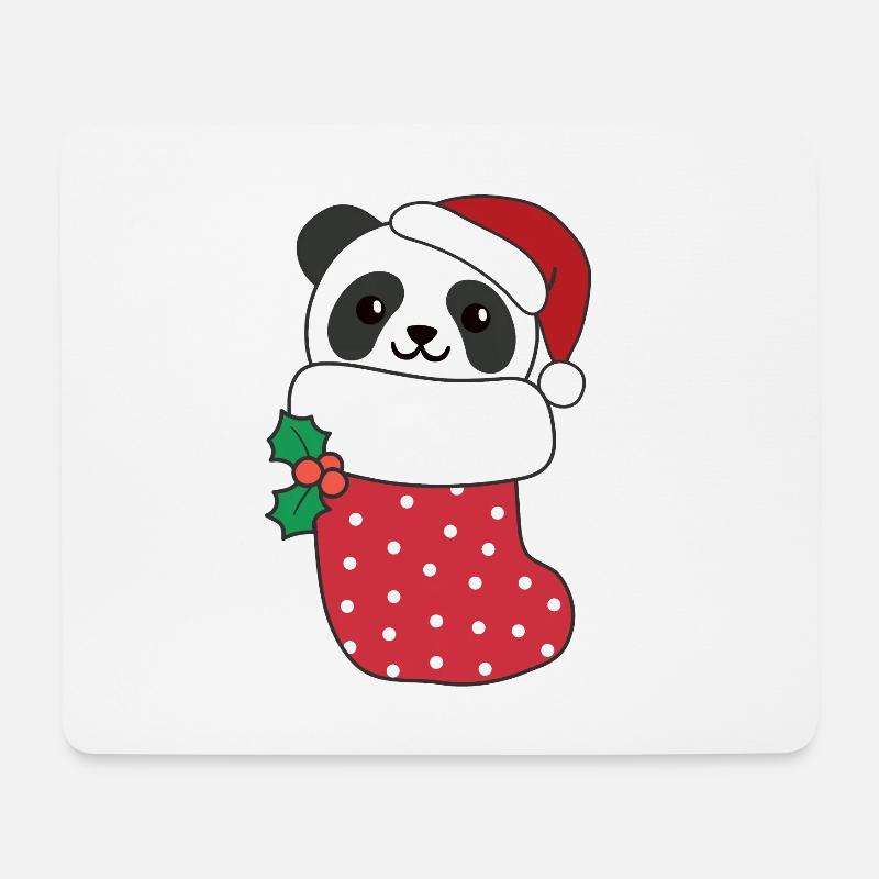 Süße Panda in Weihnachtssocke zu Weihnachten Panda - Mousepad (Querformat) - Weiß