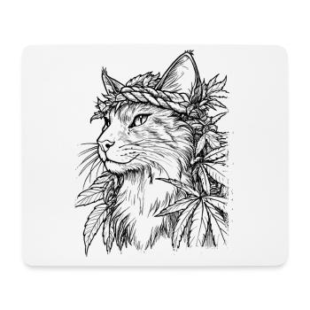 Katze mit Hanf-Kranz: Majestätischer Stubentige - Mousepad (Querformat) - Weiß - Vorne