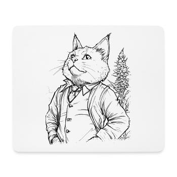 Katze im Anzug: Eleganter Stubentiger Hanfpflanze - Mousepad (Querformat) - Weiß - Vorne