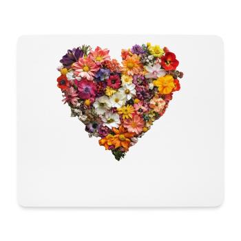 Flower Heart: Romantic Design for Flower Fans - Mouse Pad (horizontal) - white - Front