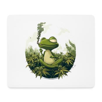 Frosch im Lotussitz mit Joint - Weed Frosch Design - Mousepad (Querformat) - Weiß - Vorne