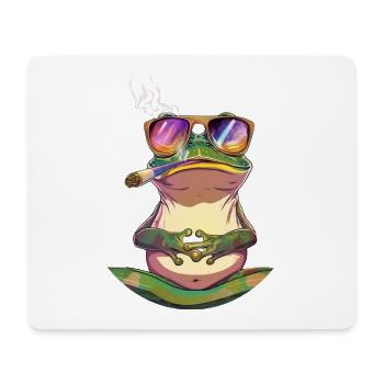 Frosch mit Sonnenbrille und Zigarre - Weed Frosch - Mousepad (Querformat) - Weiß - Vorne