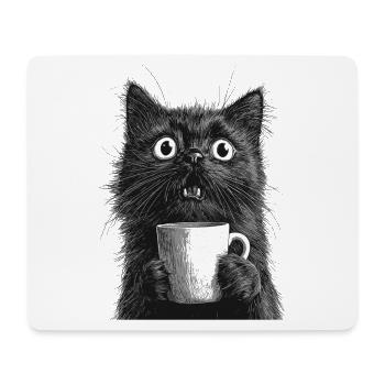 Chat choqué avec tasse à café - Tapis de souris (format paysage) - blanc - Devant