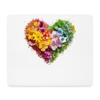 Blossom Heart in Rainbow Colours - Floral Splendour - Mouse Pad (horizontal) - white - Front