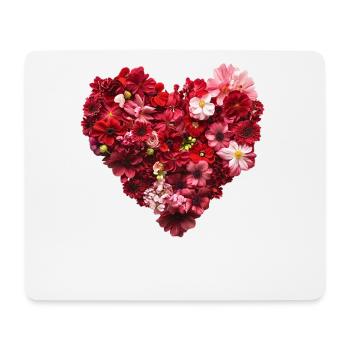 Herz aus roten Blüten - Leidenschaftliche Blumenpr - Mousepad (Querformat) - Weiß - Vorne