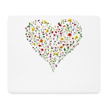 Herz aus zarten Blüten Frühlingshafte Blumenpracht - Mousepad (Querformat) - Weiß - Vorne