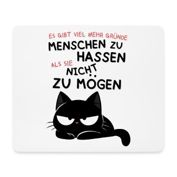 Schwarze Katze hasst Menschen – Zynisch & Lustig - Mousepad (Querformat) - Weiß - Vorne