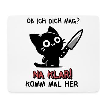 Na klar! – Süße Katze mit leichtem Blutdurst - Mousepad (Querformat) - Weiß - Vorne