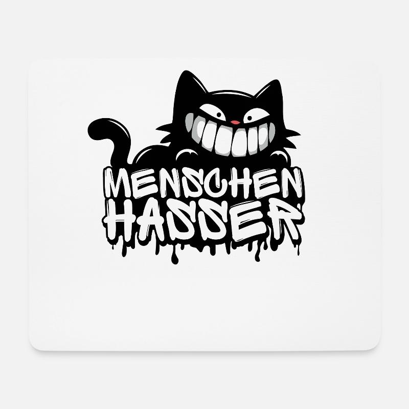 Menschenhasser Katze – Für alle, die ehrlich sind - Mousepad (Querformat) - Weiß