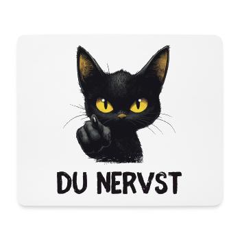 Witzige schwarze Katze sagt: Du nervst - Mousepad (Querformat) - Weiß - Vorne