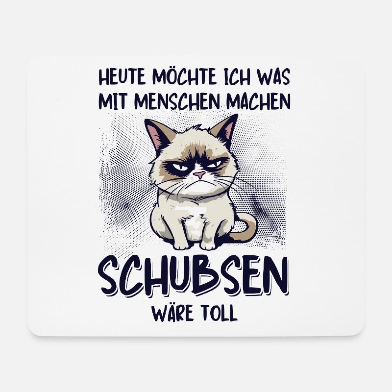 Menschen schubsen - Süße Grump Style Katze - Mousepad (Querformat) - Weiß