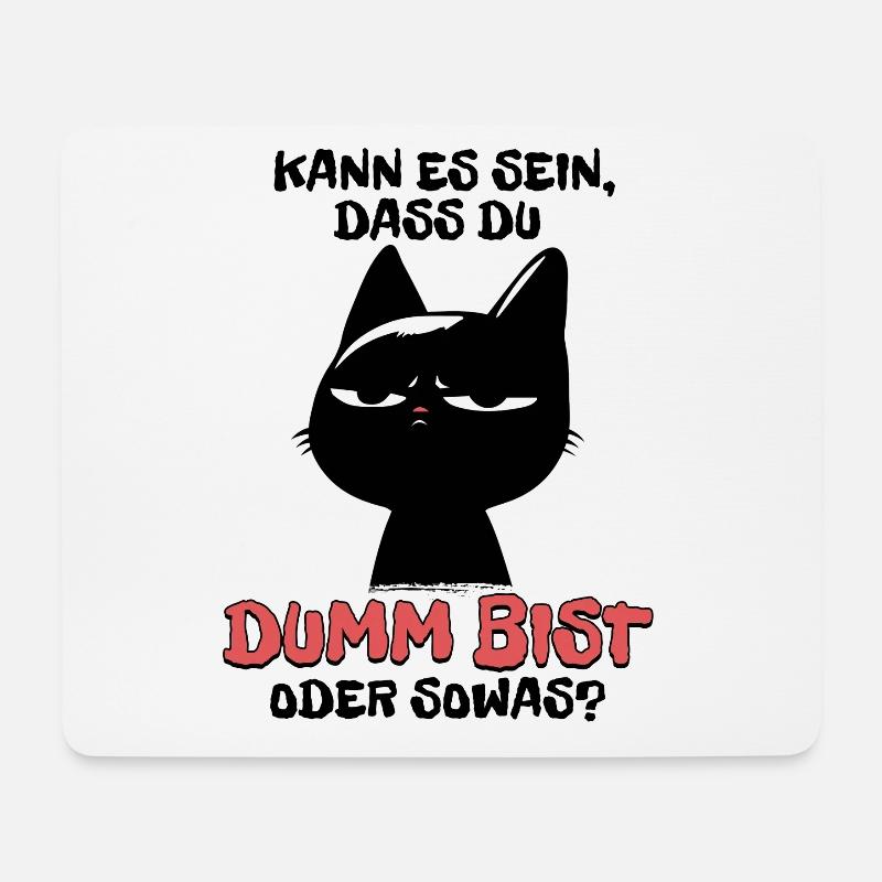 Kann es sein dass du dumm bist? - Schwarze Katze - Mousepad (Querformat) - Weiß