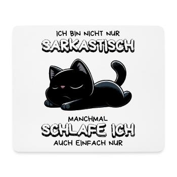 Schlafende schwarze Katze mit Sarkasmus-Vibe - Mousepad (Querformat) - Weiß - Vorne