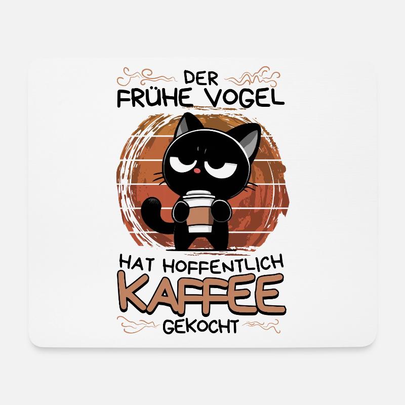 Der frühe Vogel bringt besser Kaffee mit - Mousepad (Querformat) - Weiß