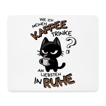 Kaffee und Ruhe – schwarze Katze am Limit - Mousepad (Querformat) - Weiß - Vorne